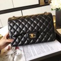 Chanel Jumbo Double Flaps Bags Black Original Sheepskin Leather A36097 Gold HY18692wn15