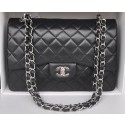 Chanel Jumbo Double Flaps Bags Black Sheepskin Leather A36097 Silver HY2997wn15