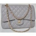 Chanel Jumbo Quilted Classic Flap Bag Grey Cannage Patterns A58600 Gold HY14713pA42