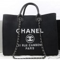 Chanel Large Canvas Tote Shopping Bag A67002 Black HY4092wn15