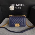 Chanel Le Boy Flap Shoulder Bag Original Calf leather A67085 dark blue Gold Buckle HY17603fc78