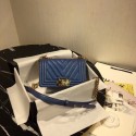 Chanel Le Boy Flap Shoulder Bag Original Leather Blue V67085 Gold HY14201uT54