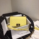 Chanel Le Boy Flap Shoulder Bag Original Leather Yellow A67086 Gold HY8082jo45