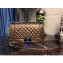 Chanel Le Boy Flap Shoulder Bag Sheepskin Leather D67086 Bronze HY21043ER88