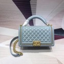 Chanel Leboy Original Calfskin leather Shoulder Bag H67086 light blue & gold -Tone Metal HY78vN22