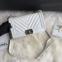 Chanel Leboy Original Caviar leather Shoulder Bag A67086 white silver chain HY14797XW58