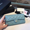 Chanel long flap wallet A80759 sky blue HY19541DS71
