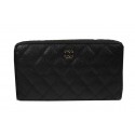 Chanel Matelasse Zip Around Wallet Black Cannage Pattern A50097 Gold HY14879tg76