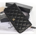 Chanel Matelasse Zip Around Wallet Black Sheepskin A50097 Gold HY11905KX86