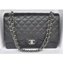 Chanel Maxi Classic Bag A36098 Black Cannage Pattern Silver HY13381Cw85