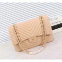 Chanel Maxi Classic Flap Bag Apricot Chevron Sheepskin Leather A58601 Gold HY15393fo19