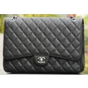 Chanel Maxi Quilted Classic Flap Bag Black Cannage Patterns A58601 Silver HY22421ea89