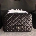 Chanel Maxi Quilted Classic Flap Bag Black Sheepskin Leather A58601 Silver HY3270Mn81