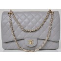 Chanel Maxi Quilted Classic Flap Bag Grey Cannage Patterns A58601 Gold HY24657Yr55