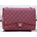 Chanel Maxi Quilted Classic Flap Bag Maroon Cannage Pattern A58601 Silver HY1669cf57