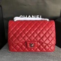 Chanel Maxi Quilted Classic Flap Bag Red Sheepskin Leather A58601 Silver HY25663pA42