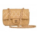 Chanel mini Classic Flap Bag Apricot Patent Leather 1117 Gold HY12542dw37