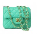 Chanel mini Classic Flap Bag Green Leather 1115 Gold Chain HY9408ta99
