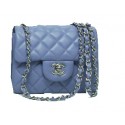 Chanel mini Classic Flap Bag Lavender Leather 1115 Silver Chain HY7746Eb92