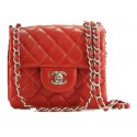 Chanel mini Classic Flap Bag Red Leather 1115 Silver Chain HY19514Xr72