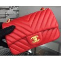 Chanel mini Classic Flap Bag Red Original Sheepskin Chevron Leather CHA5500 Gold HY24532wn15