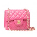 Chanel mini Classic Flap Bag Rose Leather 1115 Gold Chain HY15613ta99