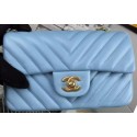 Chanel mini Classic Flap Bag SkyBlue Original Sheepskin Chevron Leather CHA5500 Gold HY19624tg76