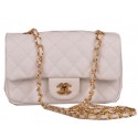 Chanel mini Classic Flap Bag White Cannage Pattern 1117 Gold HY8412su78