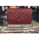Chanel mini Flap Bag Chevron Leather A33814 Burgundy HY1026kC27