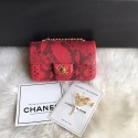 Chanel Mini Flap Bag Python & Gold-Tone Metal A69900 red HY24821dE28