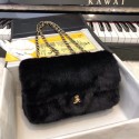Chanel mini flap bag Rabbit hair Gold-Tone 1116 black HY11188ER88