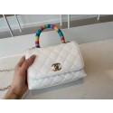 chanel mini flap bag with top handle AS2215 white HY6102ff76