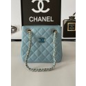 Chanel mini Shoulder Bag Grained Calfskin&Gold-Tone Metal AB3176 blue HY5099oK58