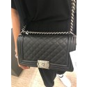 Chanel Original Caviar Leather Boy Flap Shoulder Black Bag A67086 Silver HY10180aj95