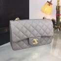 Chanel Original Caviar Leather Flap cross-body bag CF1116 Silver gray Gold chain HY13844va68