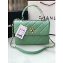 Chanel original lambskin top handle flap bag AS92236 lught green&Gold-Tone Metal HY2914fH28