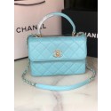 Chanel original lambskin top handle flap bag AS92236 sky blue&Gold-Tone Metal HY19955hT91