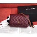 Chanel Original Sheepskin Leather Belt Bag Wine 33866 Gold HY22461DS71