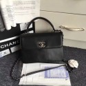 Chanel Original small flap bag with top handle A92236 black Calfskin & Ruthenium-Finish Metal HY24952dw37
