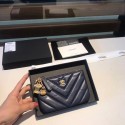 Chanel Sheepskin Leather Coin Purse 2214 dark blue HY15626kC27