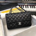 Chanel Small Classic Handbag Sheepskin silver-Tone Metal A01113 black HY4631NP24