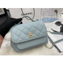 Chanel small flap bag Calfskin & Gold-Tone Metal A93749 sky blue HY16173pA42