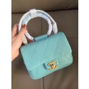 Chanel small flap bag Lambskin & Gold Metal AS1357 Blue HY18045Kn56