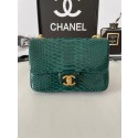 Chanel SMALL FLAP BAG Snakeskin & Gold-Tone Metal AS3214 green HY3774fj51