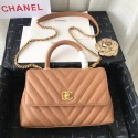 Chanel Small Flap Bag with Top Handle V92990 Light Pink gold-Tone Metal HY13137UF26