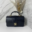 Chanel Snake skin mini flap bag with top handle AB2431 black HY12272Is53