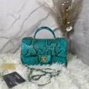 Chanel Snake skin mini flap bag with top handle AS2431 blue HY10171pB23