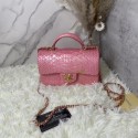 Chanel Snake skin mini flap bag with top handle AS2431 Pearlescent Pink HY13582wn15