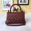 Chanel Tote Bag Dark Red Original Calfskin Leather 92990 Silver HY17394Yo25