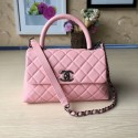 Chanel Tote Bag Light Pink Original Calfskin Leather 92990 Silver HY8609Kf26